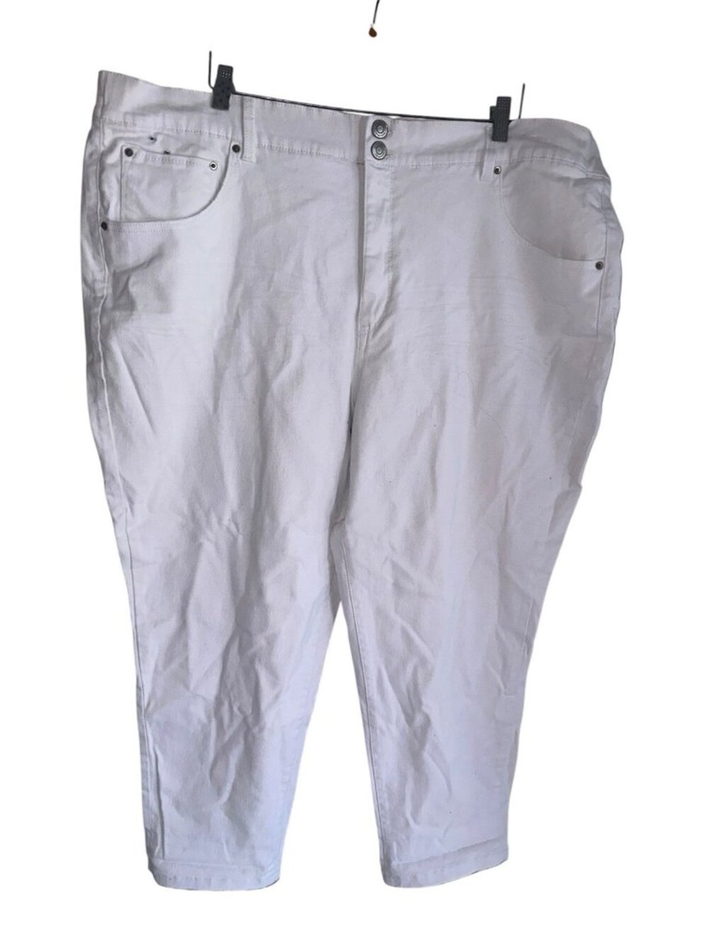 Terra & Sky Womens Tapered Ankle Jeans Plus 3X White Denim Preppy Minimalist